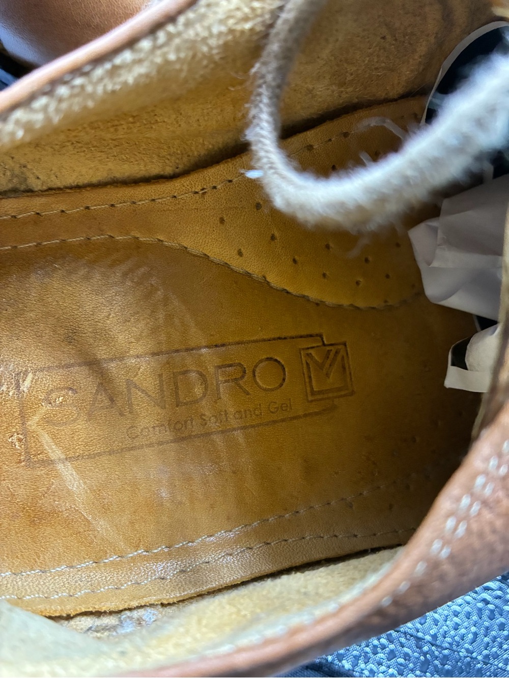 Sandro Ransom Comfort Gel Leather Oxford Shoes Men’s 10d Cognac Made In Brazil View 5